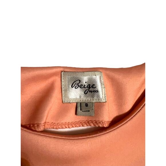 Beige by Eci Peach Spring Floral Midi Straight Pencil Dress 3/4 Sleeve Size 8 - Picture 7 of 15